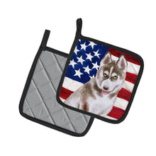Load image into Gallery viewer, Siberian Husky Grey Patriotic Pot Holders - Set of 2 - Heat-Resistant Kitchen Essentials BB9696PTHD