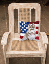 Load image into Gallery viewer, Siberian Husky Grey Patriotic Fabric Decorative Pillow BB9696PW1818