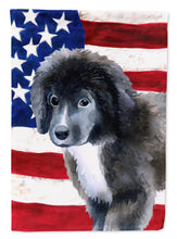 Load image into Gallery viewer, Newfoundland Puppy Patriotic Garden Flag - Outdoor Decorative Yard Flag BB9699GF