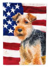 Load image into Gallery viewer, Welsh Terrier Patriotic Flag Canvas House Size BB9700CHF