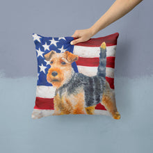 Load image into Gallery viewer, Welsh Terrier Patriotic Throw Pillow - 14x14 Decorative Pillow – Art for Your Home &amp; Patio BB9700PW1414