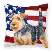 Load image into Gallery viewer, Welsh Terrier Patriotic Fabric Decorative Pillow BB9700PW1818