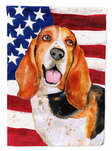 Load image into Gallery viewer, Basset Hound Patriotic Flag Canvas House Size BB9704CHF