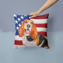 Load image into Gallery viewer, Basset Hound Patriotic Throw Pillow - 14x14 Decorative Pillow – Art for Your Home &amp; Patio BB9704PW1414