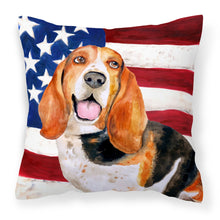 Load image into Gallery viewer, Basset Hound Patriotic Fabric Decorative Pillow BB9704PW1818