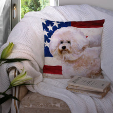 Load image into Gallery viewer, Bichon Frise #2 Patriotic Throw Pillow - 14x14 Decorative Pillow – Art for Your Home &amp; Patio BB9705PW1414