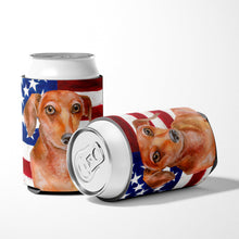 Load image into Gallery viewer, Red Dachshund Patriotic Can or Bottle Hugger BB9707CC