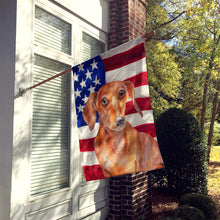 Load image into Gallery viewer, Red Dachshund Patriotic Flag Canvas House Size BB9707CHF
