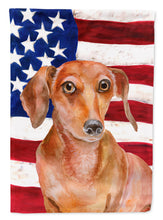 Load image into Gallery viewer, Red Dachshund Patriotic Flag Canvas House Size BB9707CHF