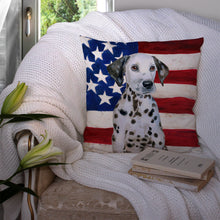 Load image into Gallery viewer, Dalmatian Puppy Patriotic Throw Pillow - 14x14 Decorative Pillow – Art for Your Home &amp; Patio BB9708PW1414