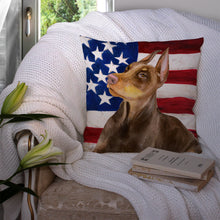 Load image into Gallery viewer, Doberman Pinscher Patriotic Throw Pillow - 14x14 Decorative Pillow – Art for Your Home &amp; Patio BB9709PW1414