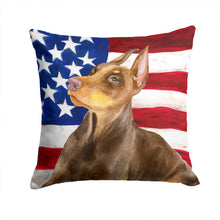 Load image into Gallery viewer, Doberman Pinscher Patriotic Throw Pillow - 14x14 Decorative Pillow – Art for Your Home &amp; Patio BB9709PW1414