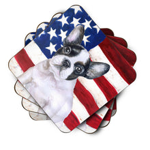 Load image into Gallery viewer, French Bulldog Black White Patriotic Foam Coaster  BB9710FC