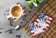 Load image into Gallery viewer, French Bulldog Black White Patriotic Foam Coaster  BB9710FC