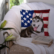 Load image into Gallery viewer, Siberian Husky #2 Patriotic Throw Pillow - 14x14 Decorative Pillow – Art for Your Home &amp; Patio BB9712PW1414