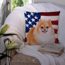 Load image into Gallery viewer, Pomeranian #2 Patriotic Throw Pillow - 14x14 Decorative Pillow – Art for Your Home &amp; Patio BB9716PW1414
