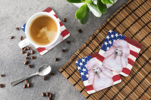 Load image into Gallery viewer, White Standard Poodle Patriotic Foam Coaster  BB9717FC