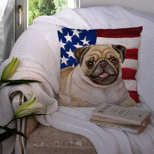 Load image into Gallery viewer, Fawn Pug Patriotic Throw Pillow - 14x14 Decorative Pillow – Art for Your Home &amp; Patio BB9718PW1414