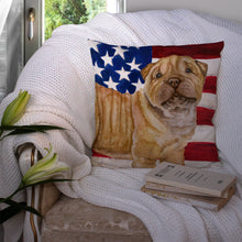 Load image into Gallery viewer, Shar Pei Puppy Patriotic Throw Pillow - 14x14 Decorative Pillow – Art for Your Home &amp; Patio BB9719PW1414