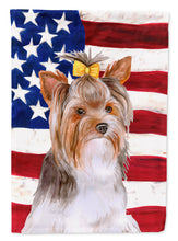 Load image into Gallery viewer, Yorkshire Terrier #2 Patriotic Flag Canvas House Size BB9723CHF