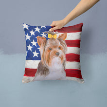 Load image into Gallery viewer, Yorkshire Terrier #2 Patriotic Throw Pillow - 14x14 Decorative Pillow – Art for Your Home &amp; Patio BB9723PW1414