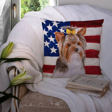 Load image into Gallery viewer, Yorkshire Terrier #2 Patriotic Throw Pillow - 14x14 Decorative Pillow – Art for Your Home &amp; Patio BB9723PW1414