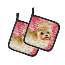Load image into Gallery viewer, Morkie Love Pot Holders - Set of 2 - Heat-Resistant Kitchen Essentials BB9755PTHD