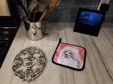 Load image into Gallery viewer, Medium White Poodle Love Pot Holders - Set of 2 - Heat-Resistant Kitchen Essentials BB9770PTHD