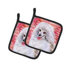 Load image into Gallery viewer, Medium White Poodle Love Pot Holders - Set of 2 - Heat-Resistant Kitchen Essentials BB9770PTHD
