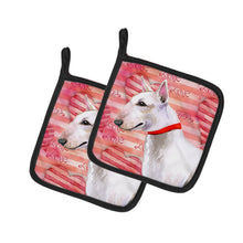 Load image into Gallery viewer, Bull Terrier Love Pot Holders - Set of 2 - Heat-Resistant Kitchen Essentials BB9780PTHD
