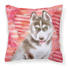Load image into Gallery viewer, Siberian Husky Grey Love Fabric Decorative Pillow BB9783PW1818