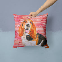 Load image into Gallery viewer, Basset Hound Love Throw Pillow - 14x14 Decorative Pillow – Art for Your Home &amp; Patio BB9791PW1414