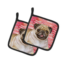 Load image into Gallery viewer, Fawn Pug Love Pot Holders - Set of 2 - Heat-Resistant Kitchen Essentials BB9805PTHD