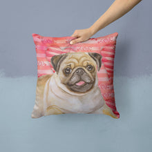 Load image into Gallery viewer, Fawn Pug Love Throw Pillow - 14x14 Decorative Pillow – Art for Your Home &amp; Patio BB9805PW1414