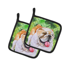 Load image into Gallery viewer, English Bulldog St Patrick's Pot Holders - Set of 2 - Heat-Resistant Kitchen Essentials BB9813PTHD