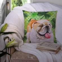Load image into Gallery viewer, English Bulldog St Patrick's Throw Pillow - 14x14 Decorative Pillow – Art for Your Home &amp; Patio BB9813PW1414