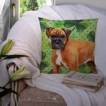 Load image into Gallery viewer, German Boxer St Patrick's Throw Pillow - 14x14 Decorative Pillow – Art for Your Home &amp; Patio BB9814PW1414