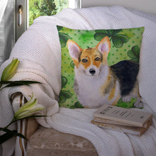 Load image into Gallery viewer, Pembroke Corgi St Patrick's Throw Pillow - 14x14 Decorative Pillow – Art for Your Home &amp; Patio