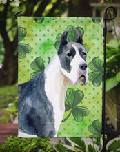 Load image into Gallery viewer, Harlequin Great Dane St Patrick's Garden Flag - Outdoor Decorative Yard Flag BB9817GF