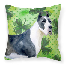 Load image into Gallery viewer, Harlequin Great Dane St Patrick's Fabric Decorative Pillow BB9817PW1818