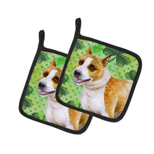 Load image into Gallery viewer, American Staffordshire St Patrick's Pot Holders - Set of 2 - Heat-Resistant Kitchen Essentials BB9818PTHD