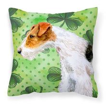 Load image into Gallery viewer, Fox Terrier St Patrick's Fabric Decorative Pillow BB9824PW1818