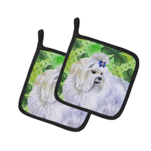 Load image into Gallery viewer, Maltese St Patrick's Pot Holders - Set of 2 - Heat-Resistant Kitchen Essentials BB9825PTHD