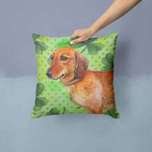 Load image into Gallery viewer, Dachshund St Patrick's Throw Pillow - 14x14 Decorative Pillow – Art for Your Home &amp; Patio BB9826PW1414