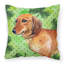 Load image into Gallery viewer, Dachshund St Patrick's Fabric Decorative Pillow BB9826PW1818