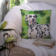 Load image into Gallery viewer, Dalmatian St Patrick's Throw Pillow - 14x14 Decorative Pillow – Art for Your Home &amp; Patio BB9827PW1414