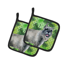 Load image into Gallery viewer, Schnauzer St Patrick's Pot Holders - Set of 2 - Heat-Resistant Kitchen Essentials BB9836PTHD