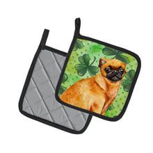 Load image into Gallery viewer, Small Brabant Griffon St Patrick's Pot Holders - Set of 2 - Heat-Resistant Kitchen Essentials BB9841PTHD