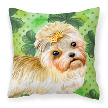 Load image into Gallery viewer, Morkie St Patrick's Fabric Decorative Pillow BB9842PW1818