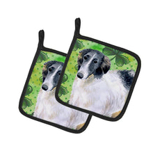 Load image into Gallery viewer, Borzoi St Patrick's Pot Holders - Set of 2 - Heat-Resistant Kitchen Essentials BB9846PTHD